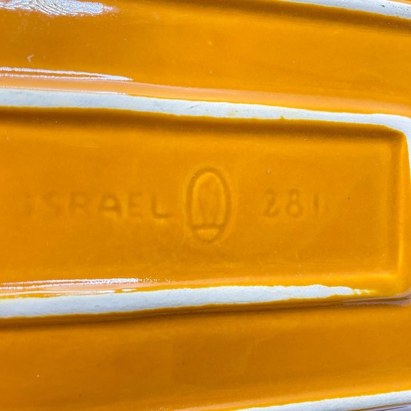 RARE VTG ISRAELI CERAMIC POTTERY BOWL & WOOD TRAY FOR SERVING dishes ISRAEL # - Picture 3 of 7